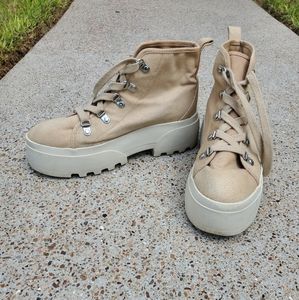 Beige/Cream Combat Boots